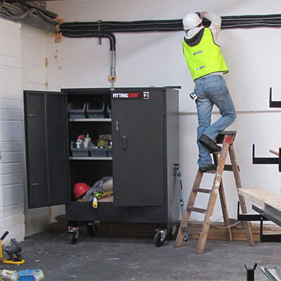 Fittings Cabinet with Storage Bins Hire