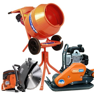 Cement Mixer, Disc Cutter & Vibrating Plate Kit Hire